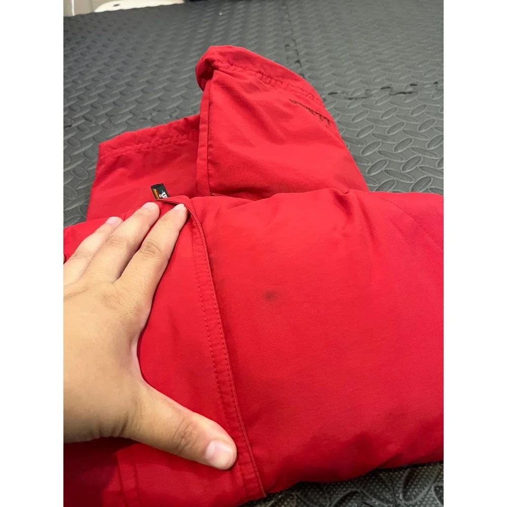 LL Bean Parka Jacket Womens L Red Colorblock Hooded Nylon Outdoor 0WV87